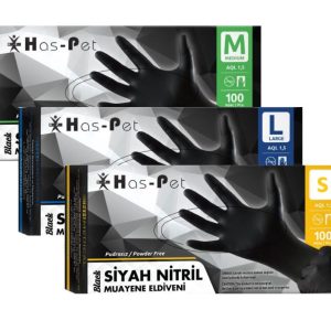 Has-Pet Siyah Nitril Eldiven 100 Adet/Kutu